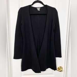 Ann Taylor Soft Rabbit Hair Touch Open Front Knit Cardigan Black Medium Petite